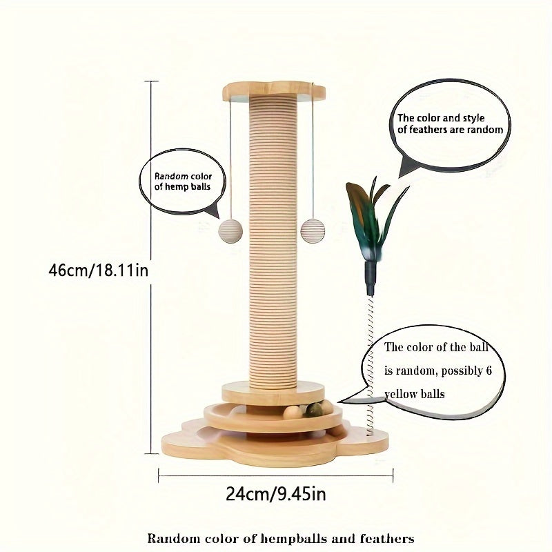 Interactive Multi-Layer Cat Scratcher With Rotating Platform & Toys