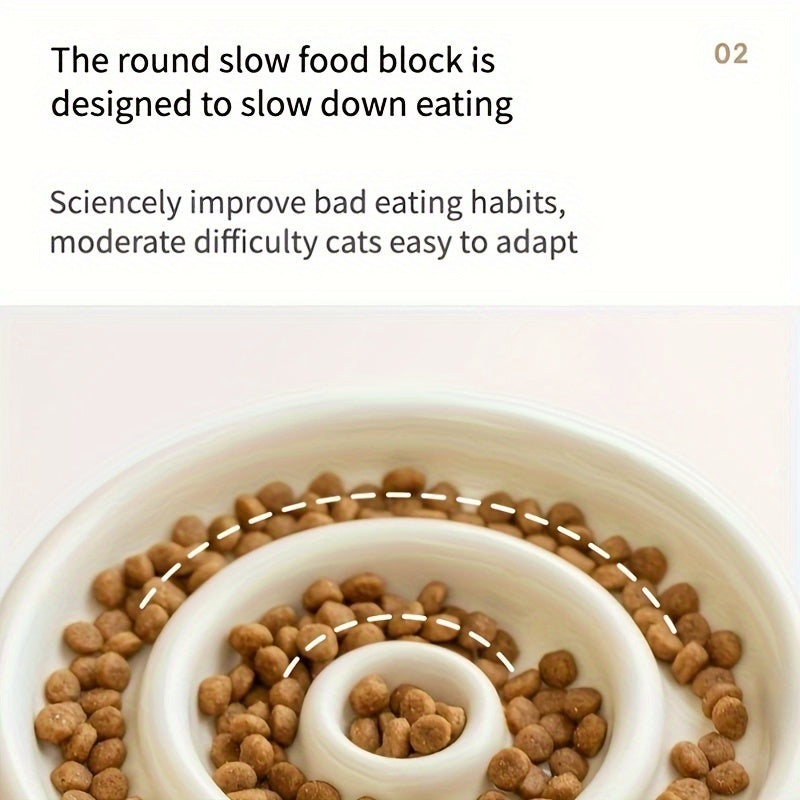 Ceramic Slow Feeder Dog Bowl Anti Gulping Puzzle Cat Dish