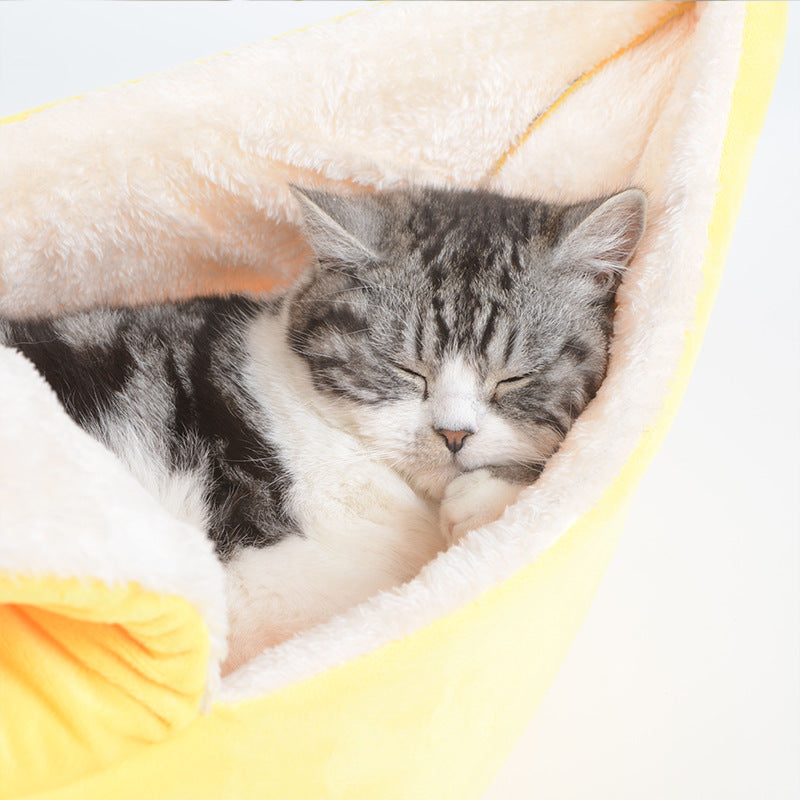 Banana Shaped Pet Nest Removable Washable Cozy All Season Bed