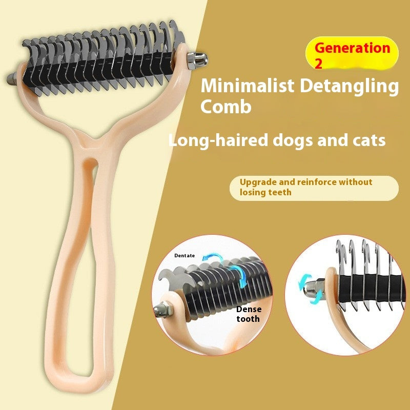 Double-Sided Pet Fur Knot Cutter Grooming Comb For Dogs Cats