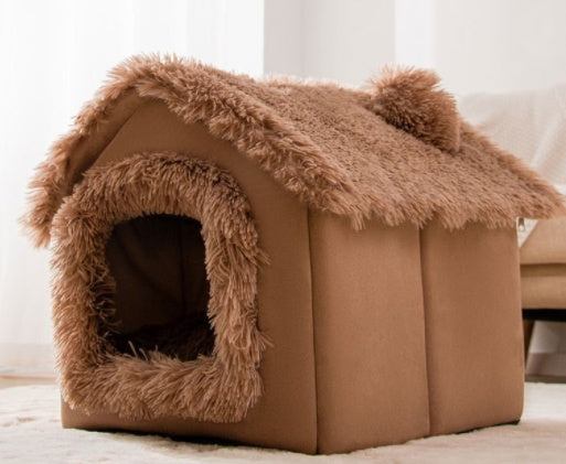Self Warming Enclosed Pet Bed Cozy Winter Nest