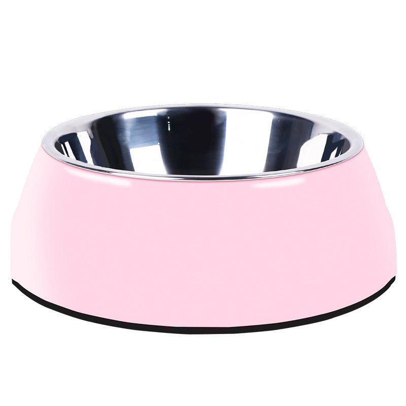Classic Stainless Steel Melamine Pet Bowl Non-Slip Round Feeder