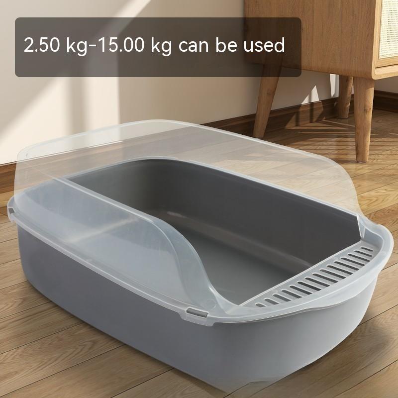 Semi-Enclosed Anti-Sand PP Cat Litter Box Privacy