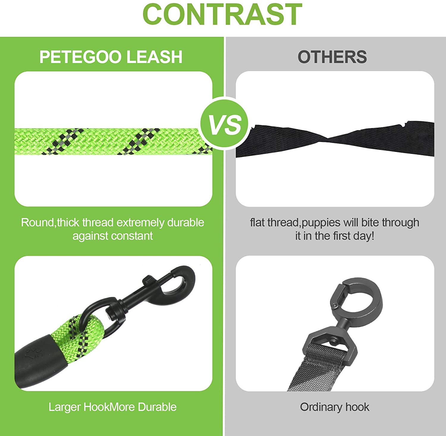 Reflective Nylon Dog Leash 1.5M Heavy Duty Padded Grip