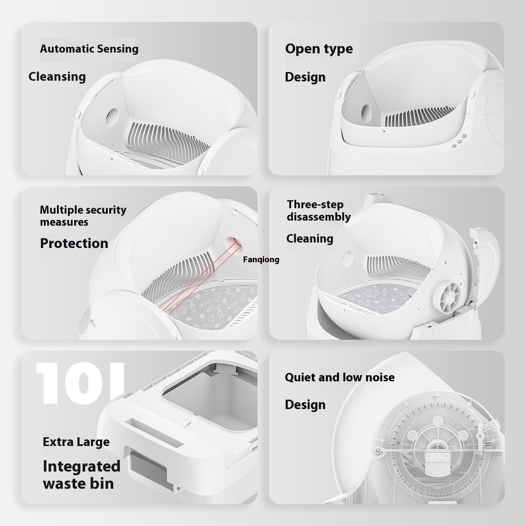 Open Automatic PVC Cat Litter Box Deodorizing White Kit