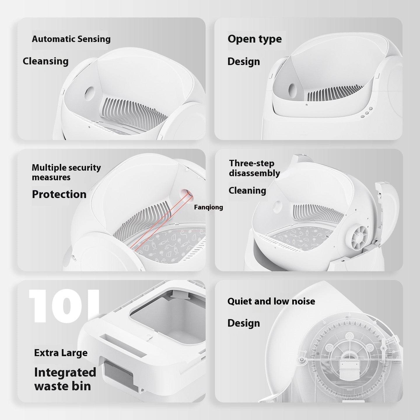 Open Automatic PVC Cat Litter Box Deodorizing White Kit