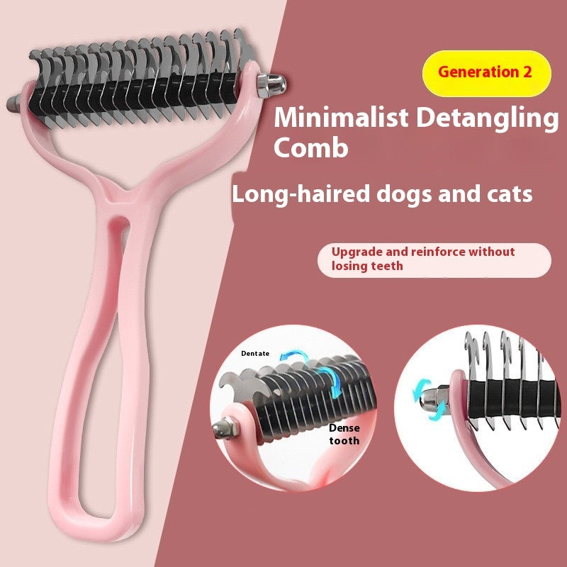 Double-Sided Pet Fur Knot Cutter Grooming Comb For Dogs Cats