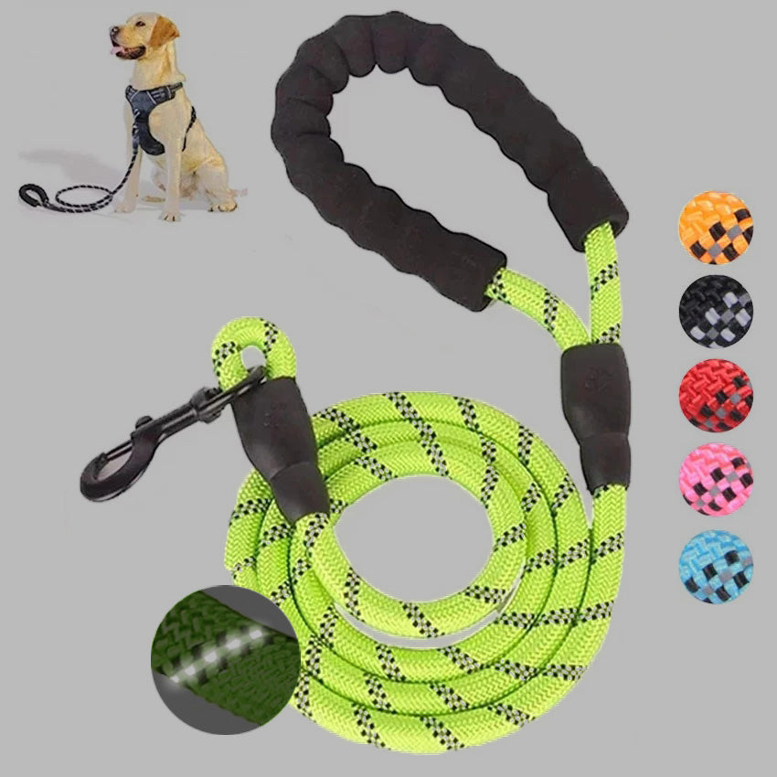 Reflective Nylon Dog Leash 1.5M Heavy Duty Padded Grip