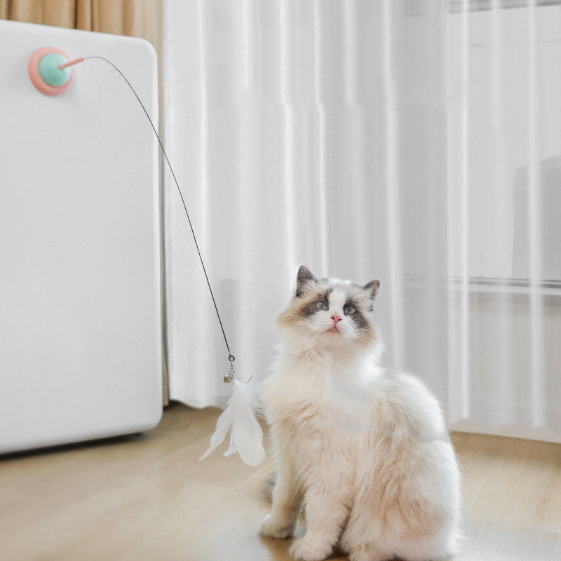 Interactive Fixed Cat Toy — Bounce Stick Wall-Mount Play Teaser