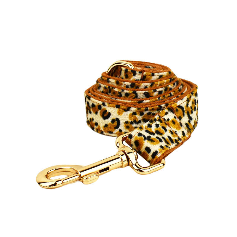 Leopard Print Dog Collar Fashion Cloth Adjustable Stylish Pet Accessory