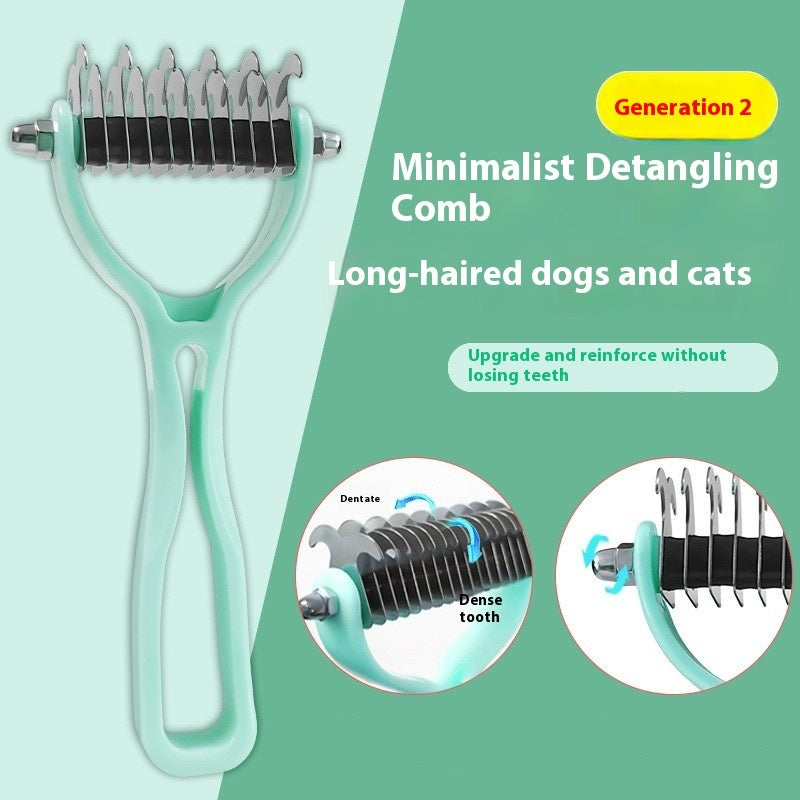 Double-Sided Pet Fur Knot Cutter Grooming Comb For Dogs Cats