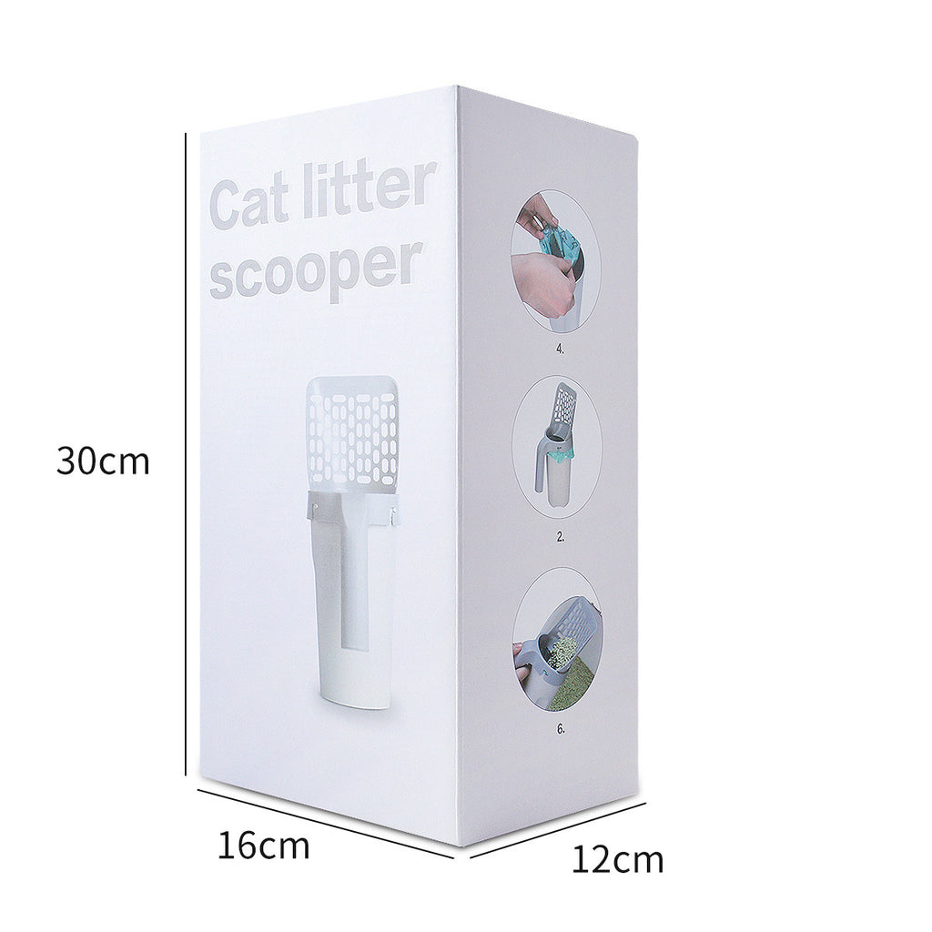 Integrated PP Cat Litter Scoop Trash Can Gray 20x12x29cm