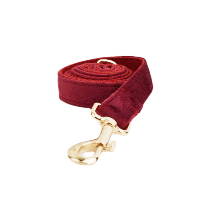 Velvet Fabric Dog Collar Leash Set With Stylish Accessories