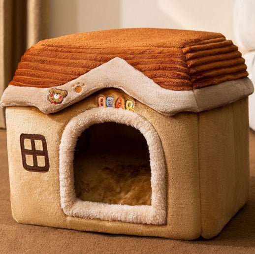 Self Warming Enclosed Pet Bed Cozy Winter Nest