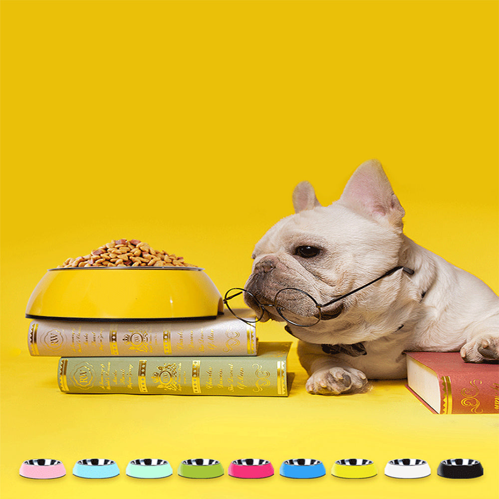Classic Stainless Steel Melamine Pet Bowl Non-Slip Round Feeder