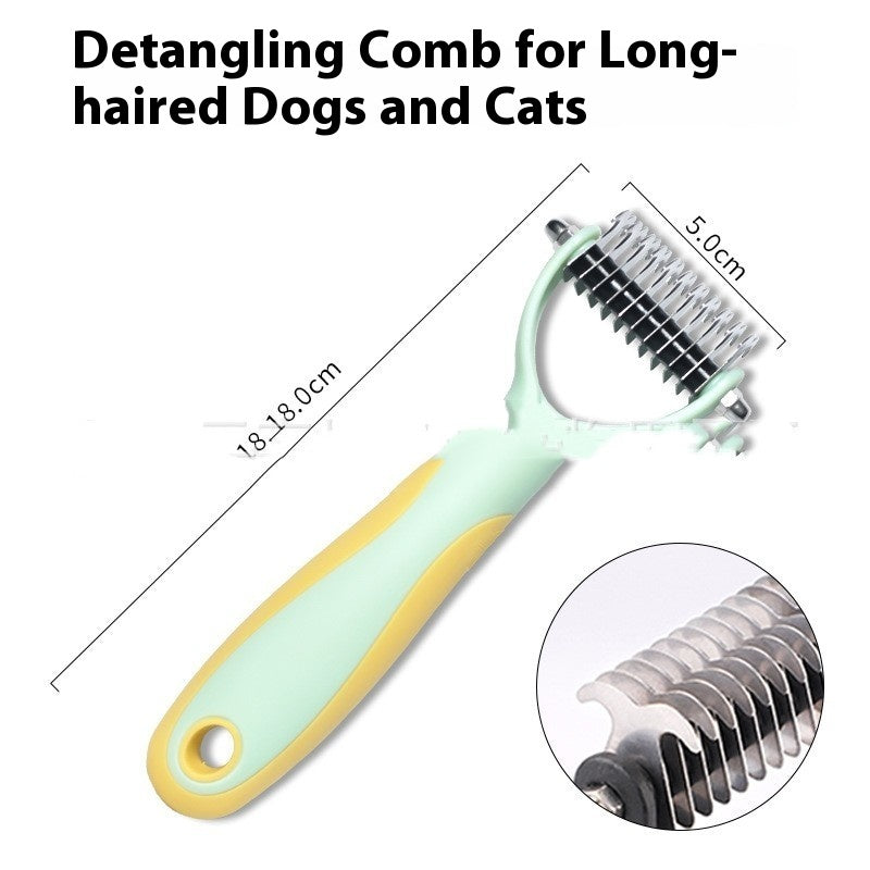 Double-Sided Pet Fur Knot Cutter Grooming Comb For Dogs Cats