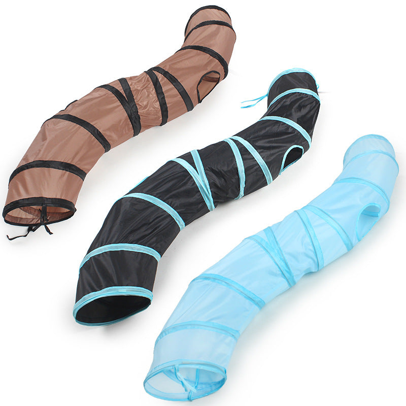 Collapsible S-Shaped Cat Tunnel Toy For Indoor Play Exercise