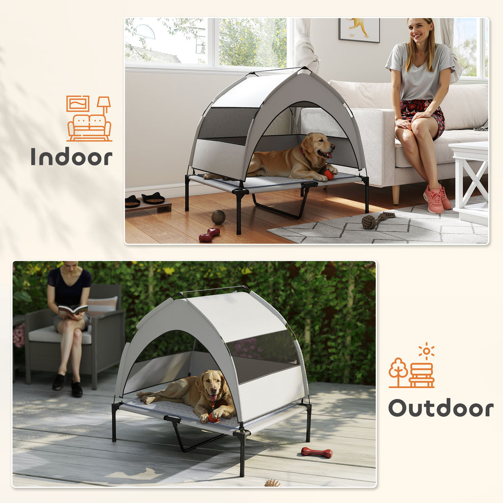 Elevated Outdoor Dog Bed With Removable Canopy Cooling Comfort