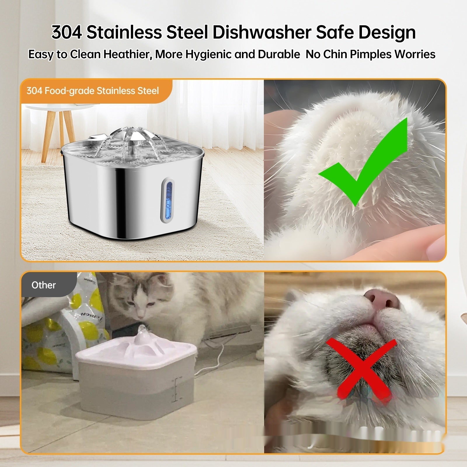 2.2L Stainless Steel Pet Fountain — Quiet Fresh-Flow Hydration System