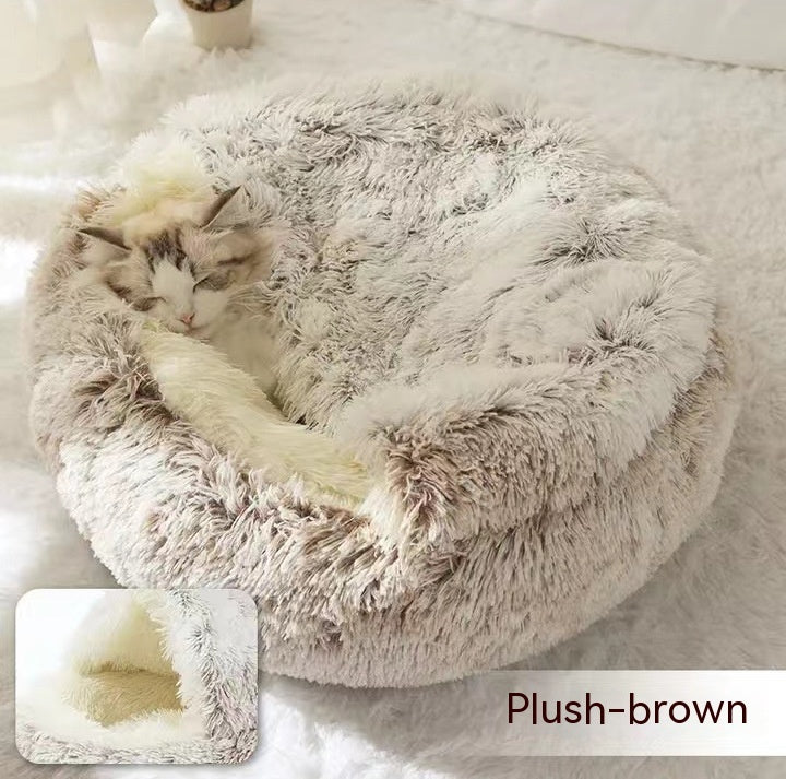 2 In 1 Plush Winter Pet Bed Warm Cozy
