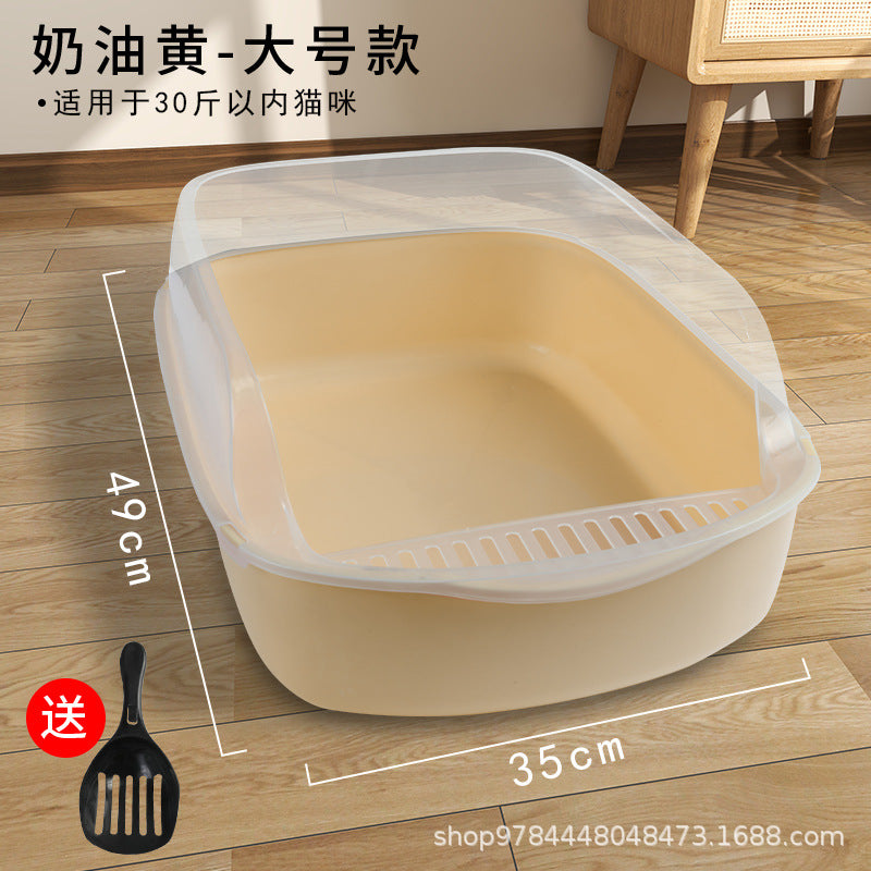 Semi-Enclosed Anti-Sand PP Cat Litter Box Privacy