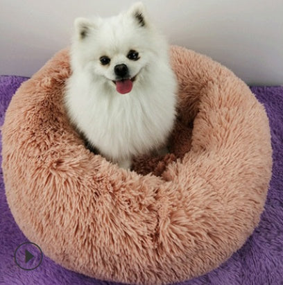 Calming Round Plush Pet Bed For Dogs And Cats