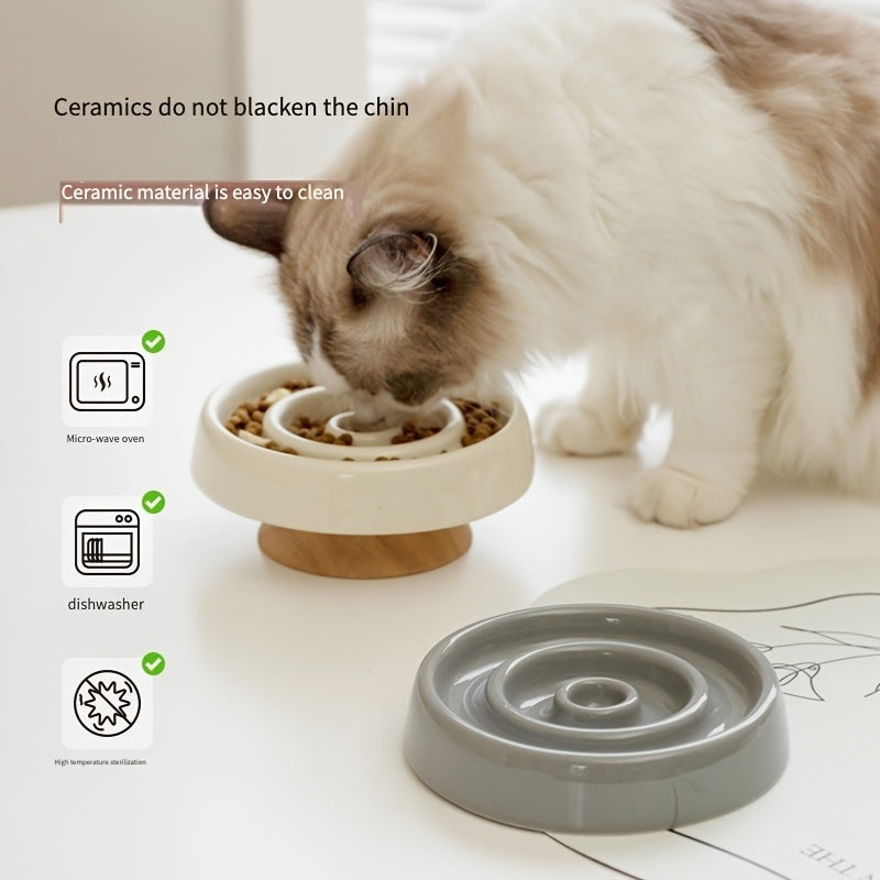 Ceramic Slow Feeder Dog Bowl Anti Gulping Puzzle Cat Dish
