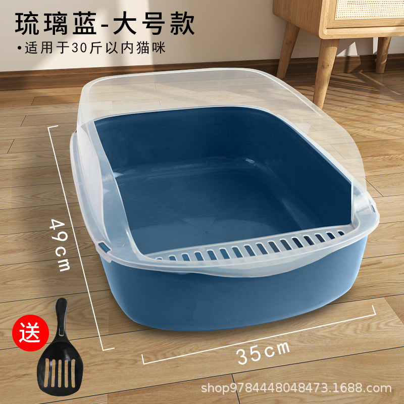 Semi-Enclosed Anti-Sand PP Cat Litter Box Privacy